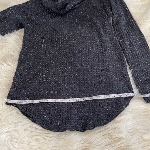 Chaser charcoal grey black glittery waffle knit funnel neck open back sweater - Picture 17 of 17